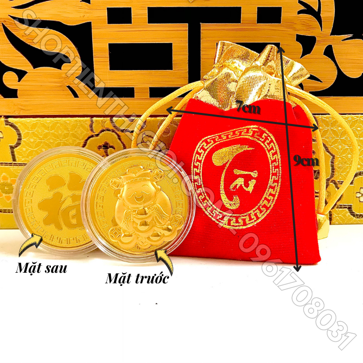 Combo 10 Đồng xu Thần Tài Cute Tặng Túi Gấm TÀI - SP005965